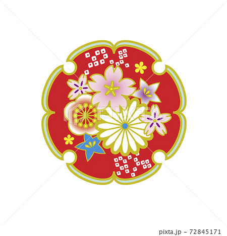 和柄 和風 和 パーツ 素材 花 イラスト ベクター 和柄 和風 和 パーツ 素材 花 イラスト ベクター 72845171