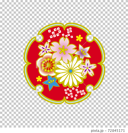 和柄 和風 和 パーツ 素材 花 イラスト ベクター 和柄 和風 和 パーツ 素材 花 イラスト ベクター 72845171