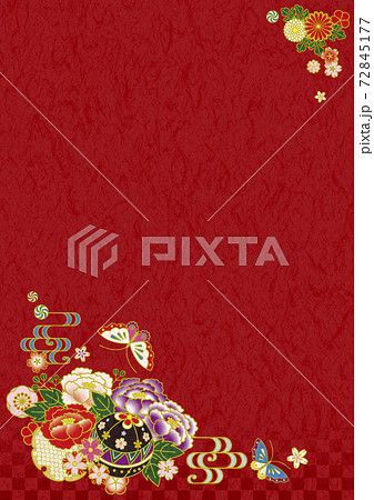 和柄 和風 和 背景 フレーム 花 イラスト 縦位置のイラスト素材