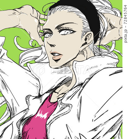 ロングヘアをかき上げる女性 72845764
