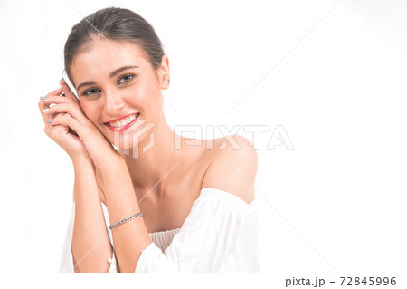 Happy smiling Beautiful young woman isolated on white background Happy smiling Beautiful young woman isolated on white background 72845996