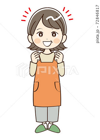 女性 ミドル世代 おばさん 主婦 応援のイラスト素材