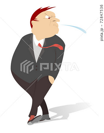 Indignant man spitting illustration. Indignant man spits to something isolated on white 72847536