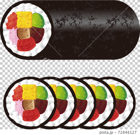 春　節分　恵方巻　シンプル　イラスト素材セット 72848127