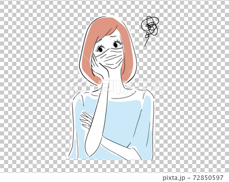 マスク姿で困っている女性 72850597