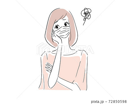 マスク姿で困っている女性 マスク姿で困っている女性 72850598