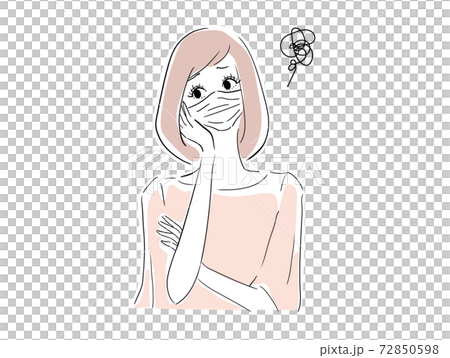 マスク姿で困っている女性 マスク姿で困っている女性 72850598