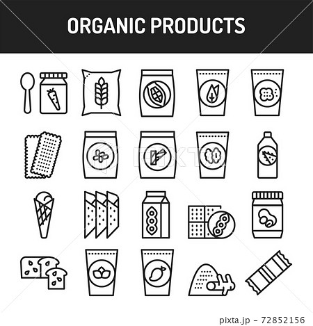 Organic products color line icons set. Isolated vector element. 72852156