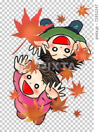 Boys and girls holding their hands over the fallen leaves Boys and girls holding their hands over the fallen leaves 72852247