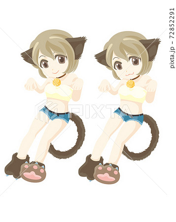 猫耳キャラのイラスト素材