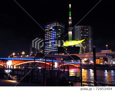 浅草　隅田川テラスからの夜景 72853404