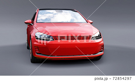 Yellow small family car hatchback on black background. 3d rendering. Yellow small family car hatchback on black background. 3d rendering. 72854297