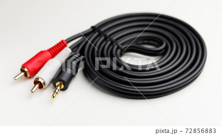 RCA mini jack audio cable, white background 72856883
