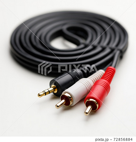 RCA mini jack audio cable, white background 72856884