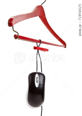 Red Wood Hanger and Computer Mouse 72858325