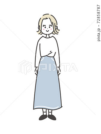 正面を向いた女性の全身イラストのイラスト素材 正面を向いた女性の全身イラストのイラスト素材