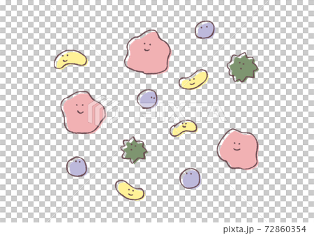 各種細菌的手繪彩色插圖(微笑) 各種細菌的手繪彩色插圖(微笑) 72860354