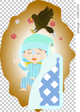 Illustration of a boy having an auspicious first dream (hawk) Illustration of a boy having an auspicious first dream (hawk) 72861201