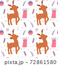 Christmas minimalistic seamless pattern with reindeer, present and ball. Vector illustration with winter motif 72861580