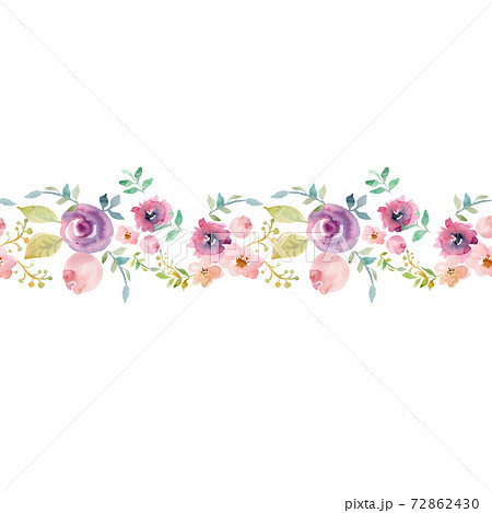 Floral seamless watercolor frame border 72862430