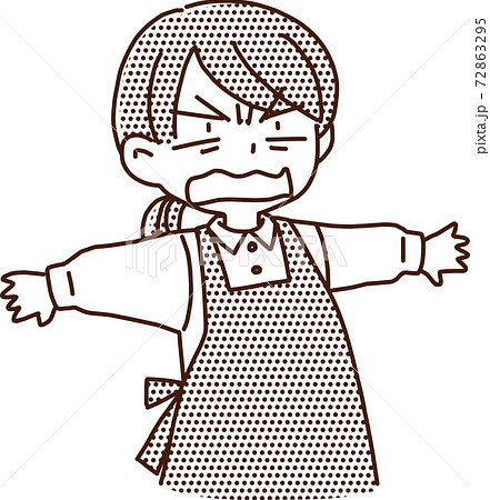 主婦・女性保育士 モノクロコミック風 主婦・女性保育士 モノクロコミック風 72863295