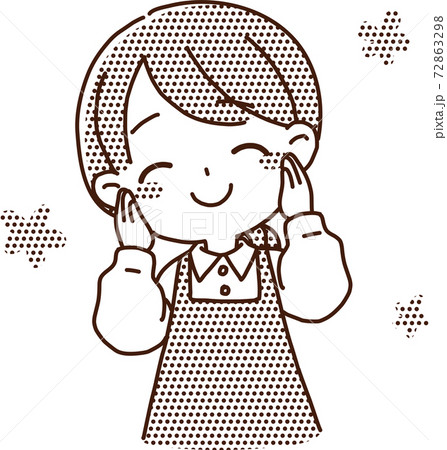主婦 女性保育士 モノクロコミック風のイラスト素材