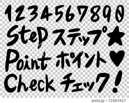 黒のポップな数字や文字のセットのイラスト素材