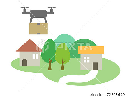 Countryside Suburbs Drone Delivery Stock Illustration Countryside Suburbs Drone Delivery Stock Illustration