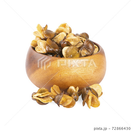 Broad bean, English Bean, European Bean, Field Bean. Fry (Vicia faba L.). on white background 72866430