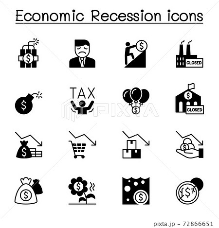Economic recession, business crisis icons set vector illustration graphic design 72866651