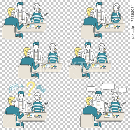 マイホームの対面相談をする夫婦 バリエーションセット マイホームの対面相談をする夫婦 バリエーションセット 72868084