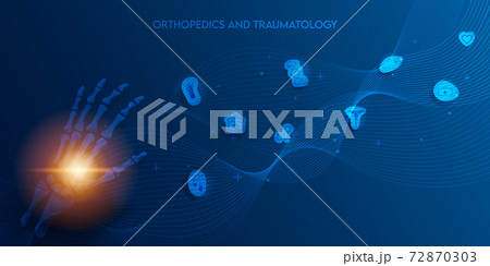 Technology for treatment of bone hand injury. Abstract traumatology and orthopedics. Medical science in the hospital for body joints.	 72870303