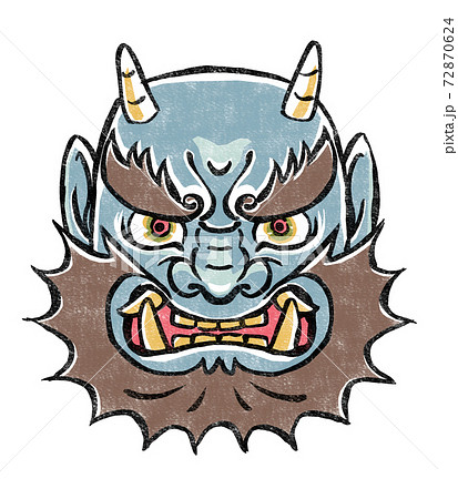 A Un S Blue Demon S Face Print Style Stock Illustration