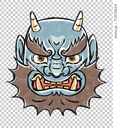 阿形の青鬼の顔　版画風 72870624