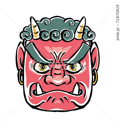 吽形の赤鬼の顔 筆描き・マット塗り 吽形の赤鬼の顔 筆描き・マット塗り 72870626