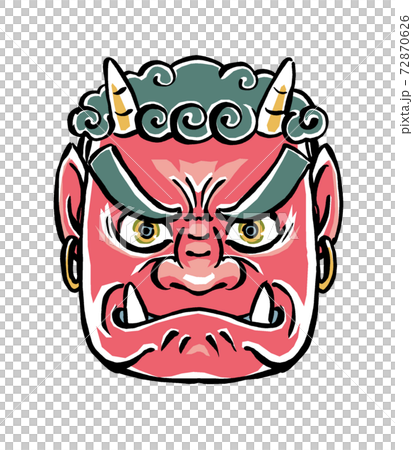 吽形の赤鬼の顔 筆描き・マット塗り 吽形の赤鬼の顔 筆描き・マット塗り 72870626