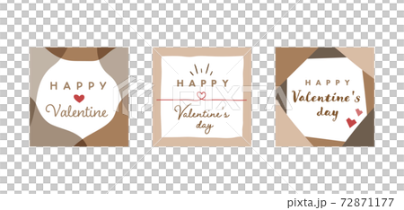バレンタインデーのバナー背景のセット 広告 テンプレート フレーム 枠 正方形 シンプルのイラスト素材