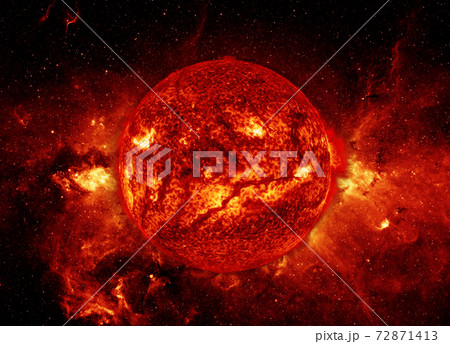 The sun and giant filament of cosmos in space. 72871413