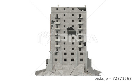Ruined building isolated on white 3d illustration 72871568