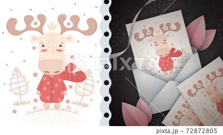 Winter deer - idea for greeting card 72872805
