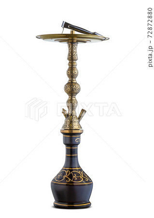 Isolated handcrafted engraved water pipe or hookah. 72872880
