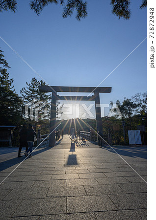 伊勢神宮 ご来光の写真素材