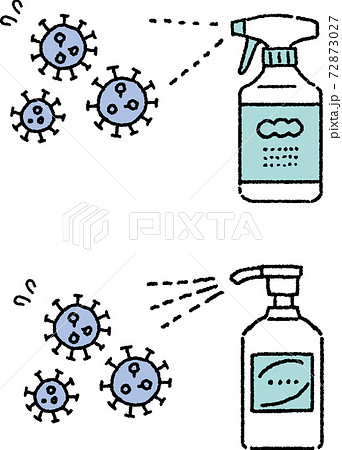 雑菌とアルコール消毒と除菌のイラストのイラスト素材