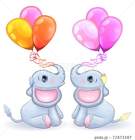 Cute cartoon elephant with beautiful eyes with... - Stock Illustration  [72873387] - PIXTA