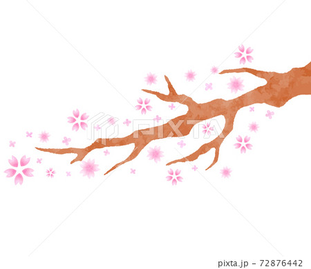 かわいい手描きの桜の木の素材のイラスト素材