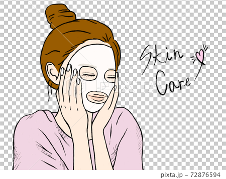 女人做臉包的手繪插圖圖像 女人做臉包的手繪插圖圖像 72876594