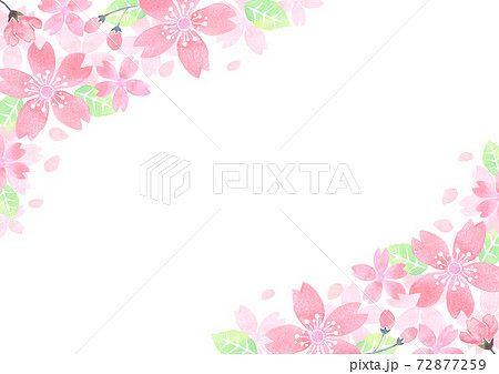 水彩で描いた桜のフレーム 72877259