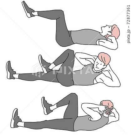 筋トレポーズ 腹筋のイラスト素材