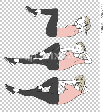 筋トレポーズ　腹筋 72877362