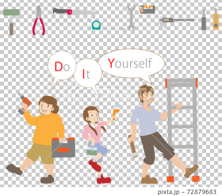 DIYする親子と道具のセット DIYする親子と道具のセット 72879683